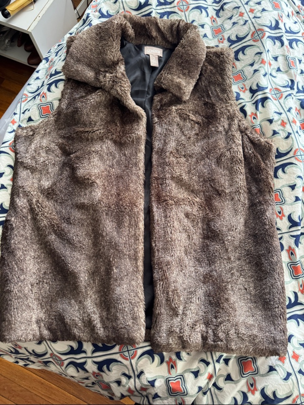 Chico's Faux Fur Vest Brown size 2